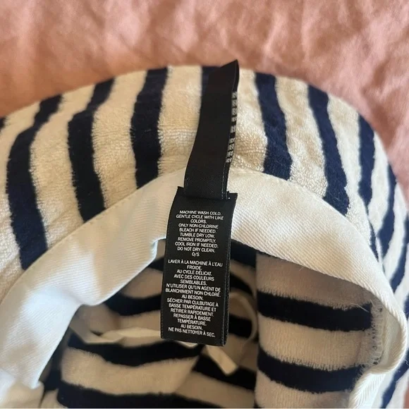 Love & Lore Terry Indigo Navy Blue & Off White Striped Bucket  Hat - Picture 7 of 9
